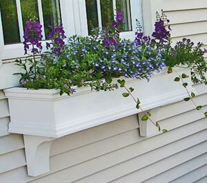 White Cape Cod style under the window flower box