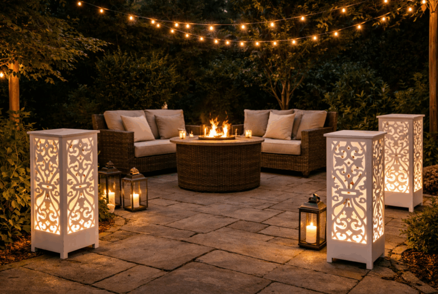 outdoor patio lighting,display stand, pedestals