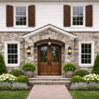 Home exterior panel brown window shutters and / or door shutters (Set of Two)