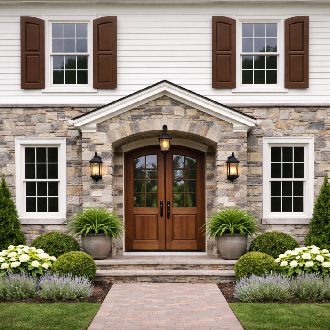 Home exterior panel brown window shutters and / or door shutters (Set of Two)