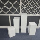 display stand, pedestal, product display, retail display, retail product display, corner table, white end table, square stand