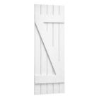 Cottage board & batten style PVC shutters. Made in Canada by Columns Plus.