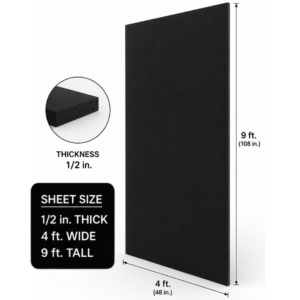 half inch thick 4 foot by 9 foot black pvc sheet - wall panel - CNC machine material - accent wall