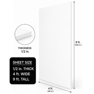half inch thick 4 foot by 9 foot white pvc sheet - wall panel - CNC machine material - accent wall