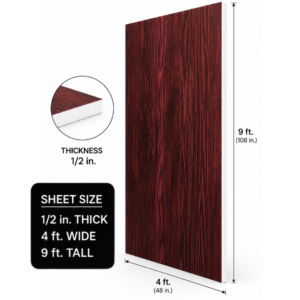 half inch thick 4 foot by 9 foot woodgrain pvc sheet - wall panel - CNC machine material - accent wall