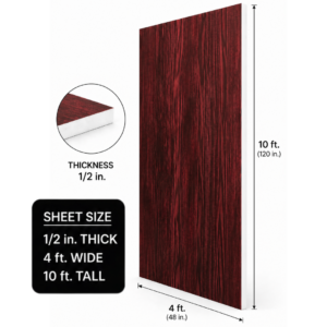 1/2 inch thick 4 foot by 10 foot woodgrain pvc sheet - wall panel - CNC machine material - accent wall
