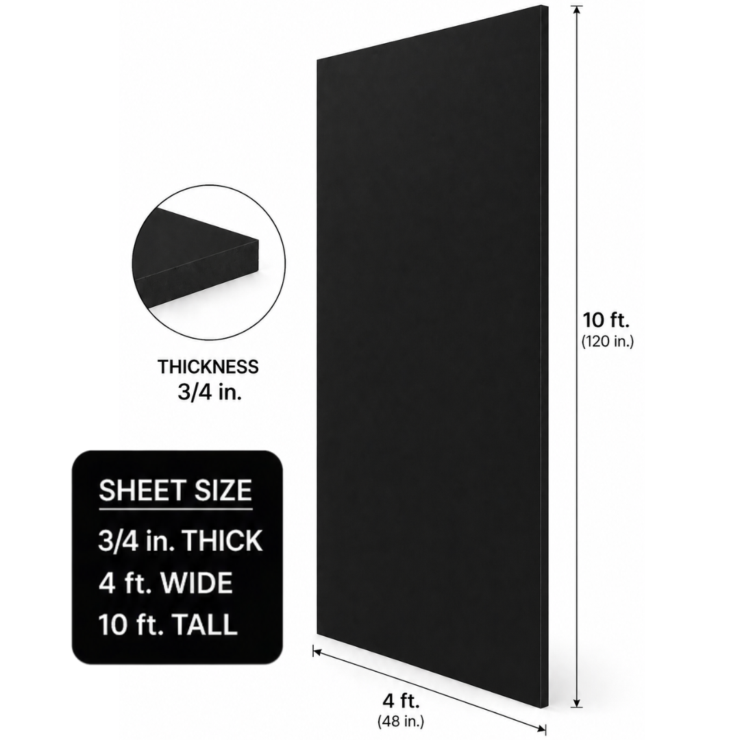 1/3 inch thick 4 foot by 10 foot black pvc sheet - wall panel - CNC machine material